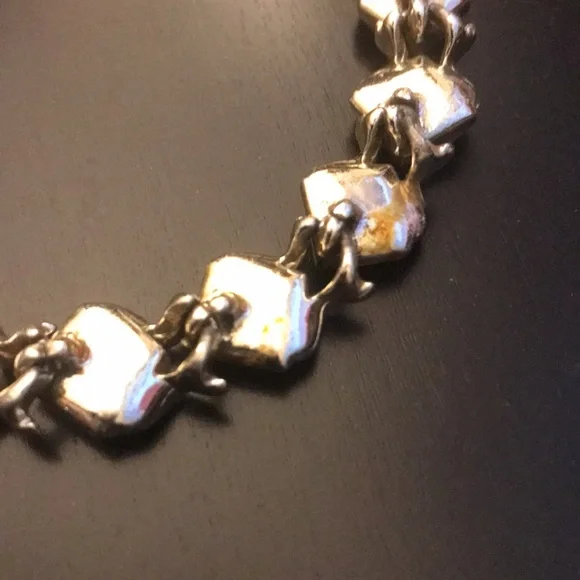 Vintage Coro 17” Choker Gold Tone Pearl White Thermoset Squares 50’s 60’s ❤️ - Picture 4 of 5